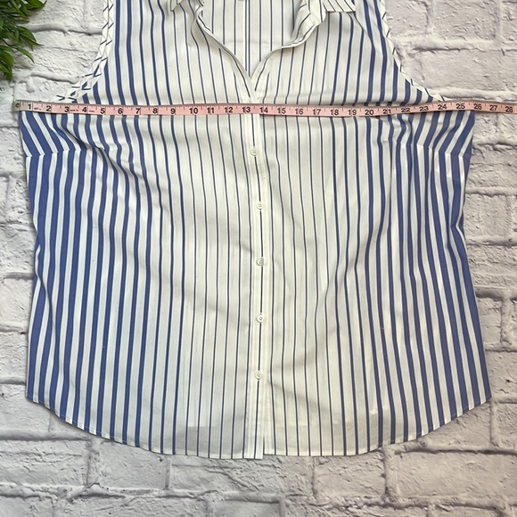 Talbots Woman Striped White & Blue Top Size 20w - Picture 4 of 6
